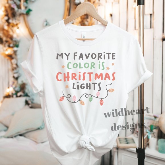 Tops - My Favorite Color Is Christmas Lights Unisex Christmas Crew Neck T-shirt XS-2X